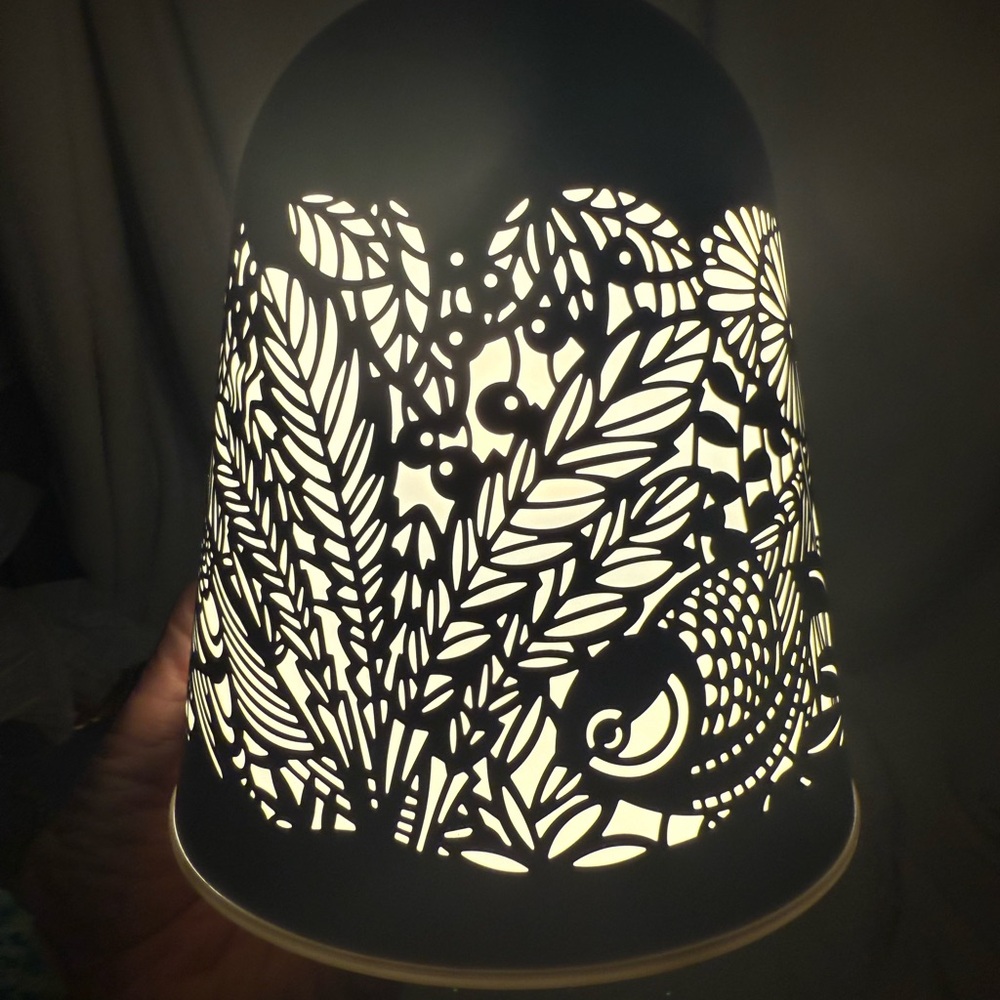 Beautiful Intricate White Cutout Lamp. Use in any room!